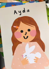 Load image into Gallery viewer, Bunny Girl Portrait Print- click to customise!