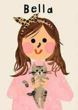 Load image into Gallery viewer, Cat Girl Portrait Print- click to customise!