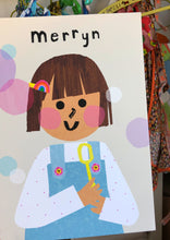 Load image into Gallery viewer, Bubbles Girl Portrait Print- click to customise!