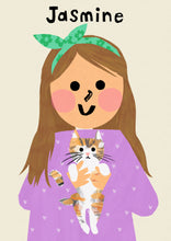 Load image into Gallery viewer, Cat Girl Portrait Print- click to customise!
