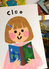Load image into Gallery viewer, Book Girl Portrait Print- click to customise!