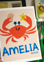Load image into Gallery viewer, Crab Personalised Name Print (Pink or Blue)