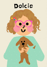 Load image into Gallery viewer, Puppy Girl Portrait Print- click to customise!