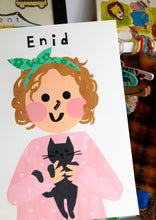 Load image into Gallery viewer, Cat Girl Portrait Print- click to customise!