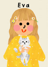 Load image into Gallery viewer, Cat Girl Portrait Print- click to customise!