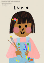 Load image into Gallery viewer, Art Girl Portrait Print- click to customise!