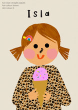 Load image into Gallery viewer, Ice cream Girl Portrait Print- click to customise!