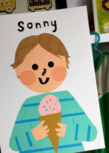 Load image into Gallery viewer, Ice cream Boy Portrait Print- click to customise!