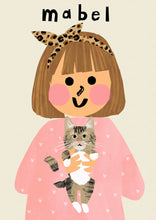 Load image into Gallery viewer, Cat Girl Portrait Print- click to customise!