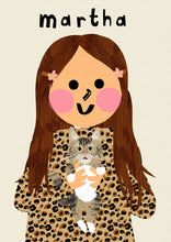 Load image into Gallery viewer, Cat Girl Portrait Print- click to customise!