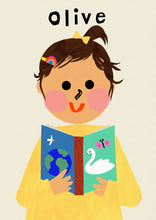 Load image into Gallery viewer, Book Girl Portrait Print- click to customise!