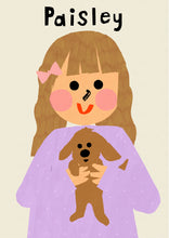 Load image into Gallery viewer, Puppy Girl Portrait Print- click to customise!