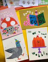 Load image into Gallery viewer, Bookworm Wally Giclee Print 'Books are wriggly cool'