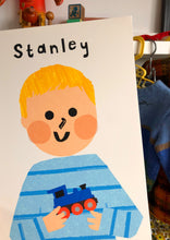Load image into Gallery viewer, Toy Train Boy Portrait Print- click to customise!