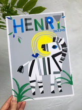 Load image into Gallery viewer, Zebra Personalised Name Print