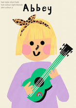 Load image into Gallery viewer, Music Girl Portrait Print- click to customise!