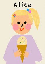 Load image into Gallery viewer, Ice cream Girl Portrait Print- click to customise!