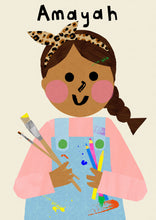Load image into Gallery viewer, Art Girl Portrait Print- click to customise!