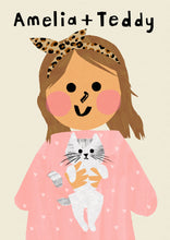 Load image into Gallery viewer, Cat Girl Portrait Print- click to customise!