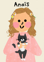 Load image into Gallery viewer, Cat Girl Portrait Print- click to customise!