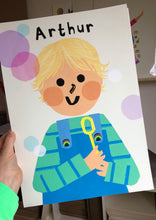 Load image into Gallery viewer, Bubble Boy Portrait Print- click to customise!