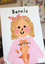 Load image into Gallery viewer, Cat Girl Portrait Print- click to customise!