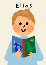 Load image into Gallery viewer, Book Boy Portrait Print- click to customise!