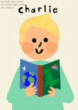 Load image into Gallery viewer, Book Boy Portrait Print- click to customise!
