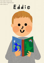 Load image into Gallery viewer, Book Boy Portrait Print- click to customise!