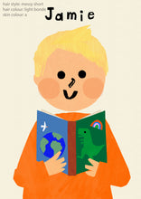 Load image into Gallery viewer, Book Boy Portrait Print- click to customise!