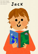 Load image into Gallery viewer, Book Boy Portrait Print- click to customise!