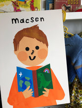 Load image into Gallery viewer, Book Boy Portrait Print- click to customise!
