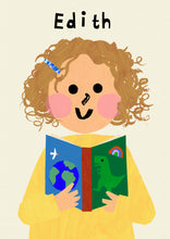 Load image into Gallery viewer, Book Girl Portrait Print- click to customise!