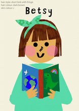 Load image into Gallery viewer, Book Girl Portrait Print- click to customise!