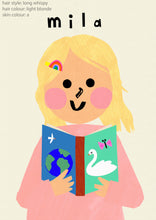 Load image into Gallery viewer, Book Girl Portrait Print- click to customise!
