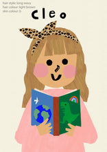 Load image into Gallery viewer, Book Girl Portrait Print- click to customise!