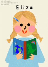 Load image into Gallery viewer, Book Girl Portrait Print- click to customise!