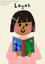 Load image into Gallery viewer, Book Girl Portrait Print- click to customise!