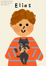 Load image into Gallery viewer, Cat Boy Portrait Print- click to customise!