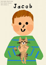Load image into Gallery viewer, Cat Boy Portrait Print- click to customise!