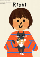 Load image into Gallery viewer, Cat Boy Portrait Print- click to customise!
