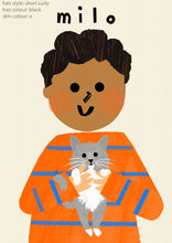 Load image into Gallery viewer, Cat Boy Portrait Print- click to customise!