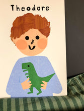 Load image into Gallery viewer, Dino Boy Portrait Print- click to customise!