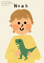 Load image into Gallery viewer, Dino Boy Portrait Print- click to customise!