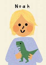 Load image into Gallery viewer, Dino Boy Portrait Print- click to customise!