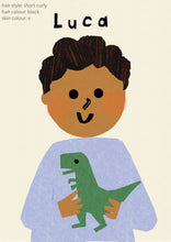 Load image into Gallery viewer, Dino Boy Portrait Print- click to customise!