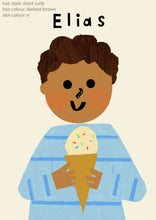 Load image into Gallery viewer, Ice cream Boy Portrait Print- click to customise!