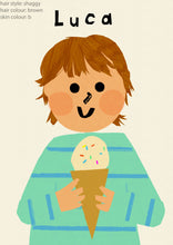 Load image into Gallery viewer, Ice cream Boy Portrait Print- click to customise!