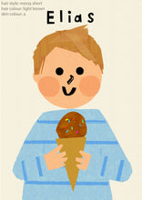 Load image into Gallery viewer, Ice cream Boy Portrait Print- click to customise!