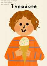 Load image into Gallery viewer, Ice cream Boy Portrait Print- click to customise!